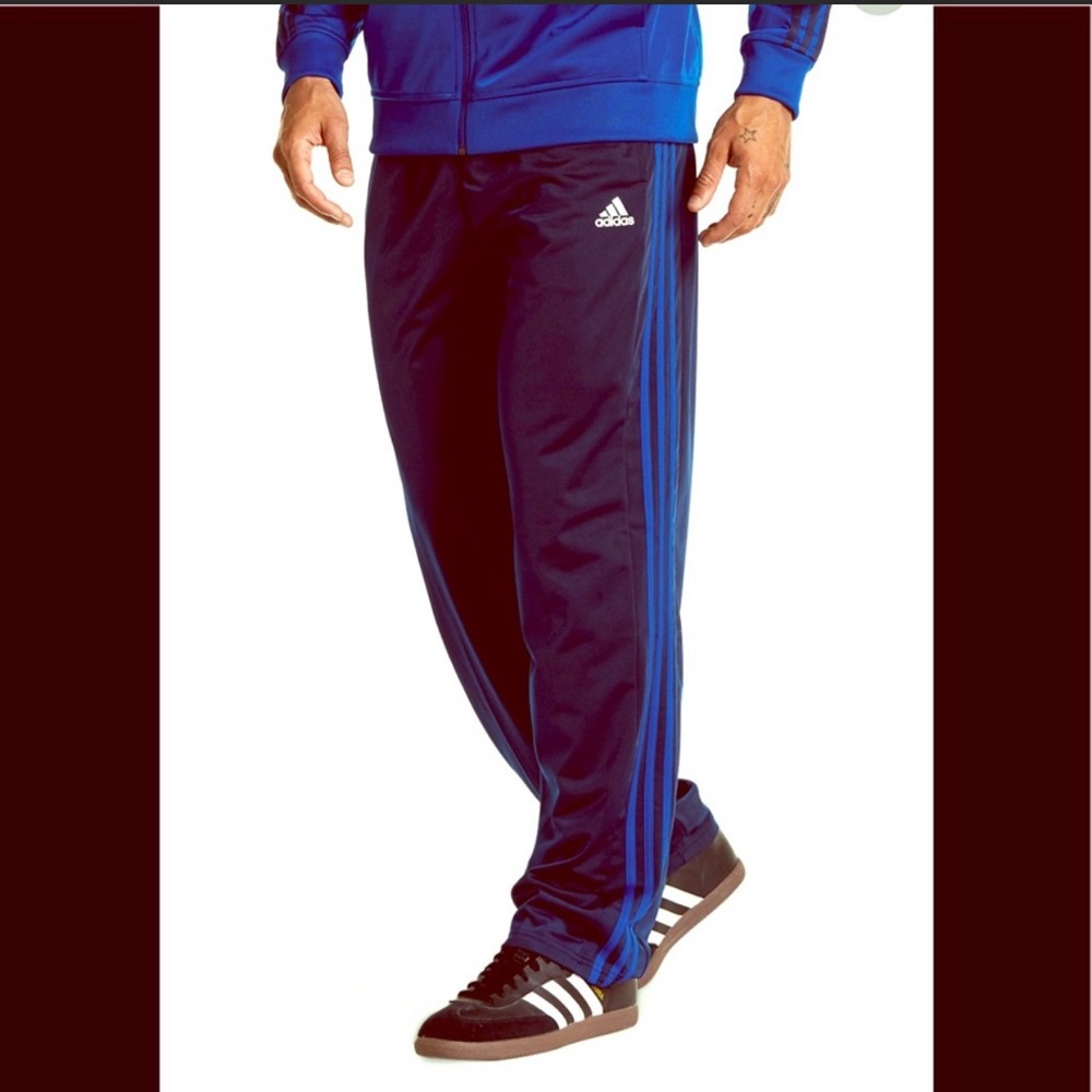 NWT Adidas 3 stripe track pants blue